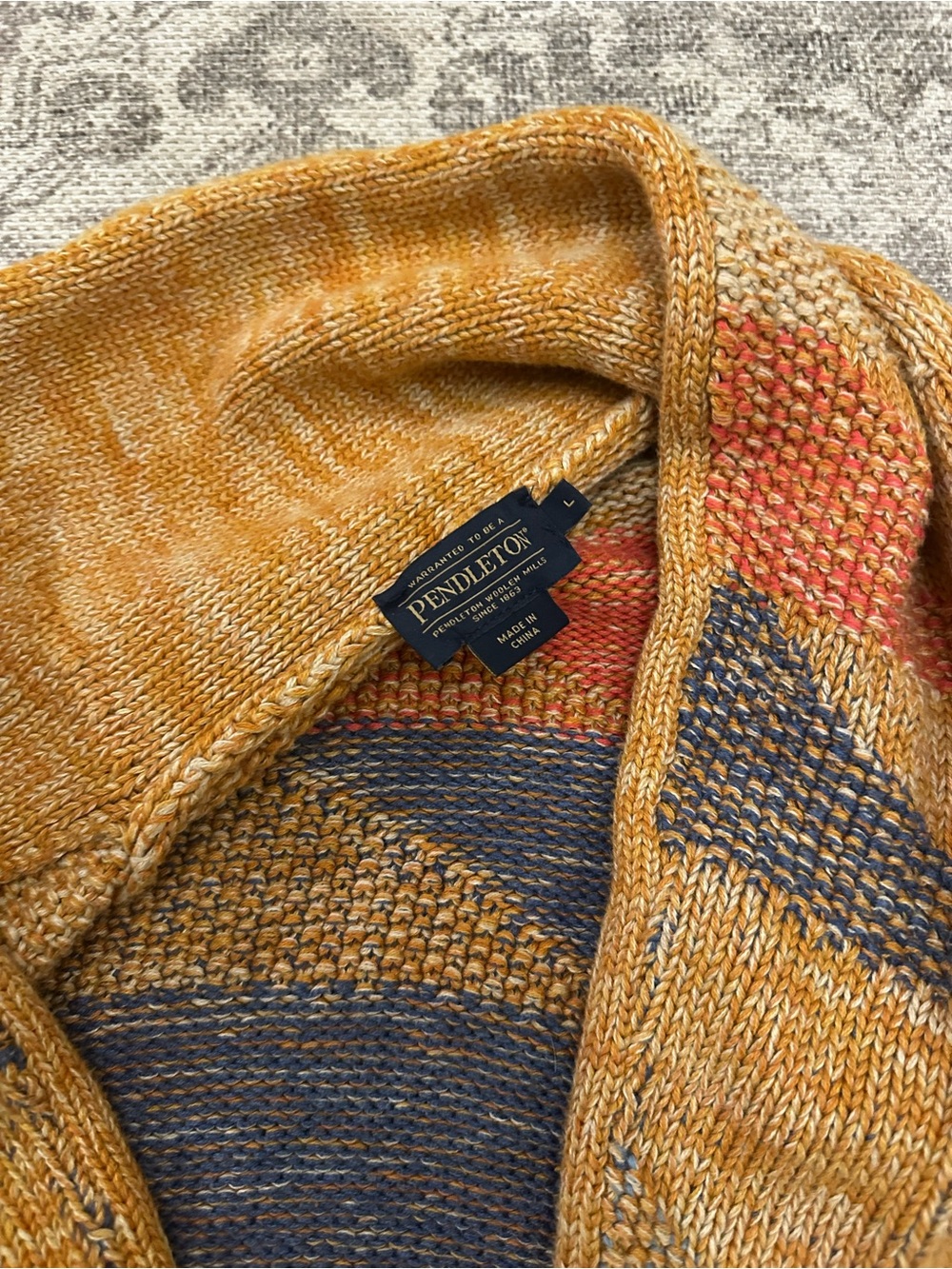 Pendleton Monterey Open Front Belted Cardigan Jacket - Mustard Multi 100% cotton - Picture 3 of 6